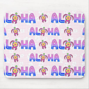 Pink Purple Aloha Hawaiian Tropical Turtle Mouse Pad