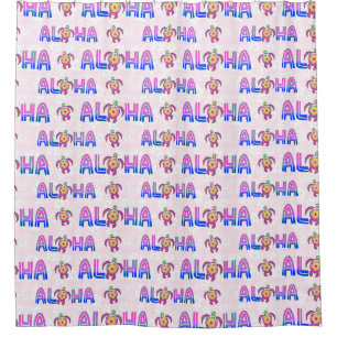 Pink Purple Aloha Hawaiian Tropical Turtle Shower Curtain