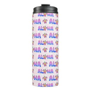 Pink Purple Aloha Hawaiian Tropical Turtle Thermal Tumbler