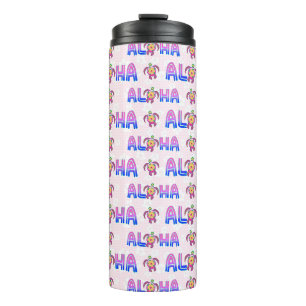 Pink Purple Aloha Hawaiian Tropical Turtle Thermal Tumbler