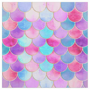 Pink, Purple and Aqua Mermaid Scale Pattern Fabric
