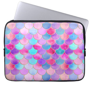 Pink, Purple and Aqua Mermaid Scale Pattern Laptop Sleeve