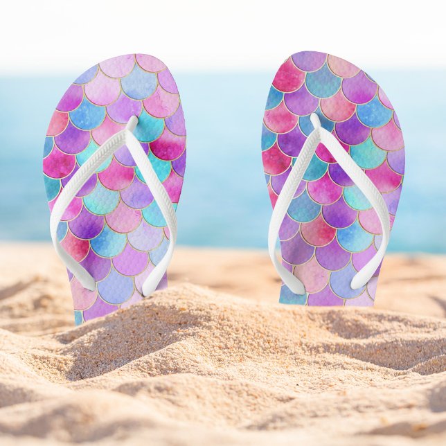 Pink, Purple and Aqua Mermaid Scale Pattern Thongs (Creator Uploaded)