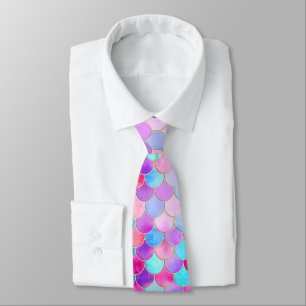 Pink, Purple and Aqua Mermaid Scale Pattern Tie