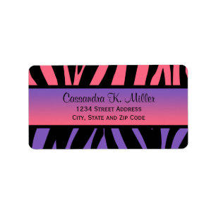 Pink, Purple and Black Zebra Stripes Label