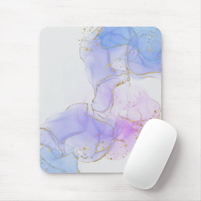 Pink, Purple and Blue Alcohol Ink Mouse Pad (With Mouse)