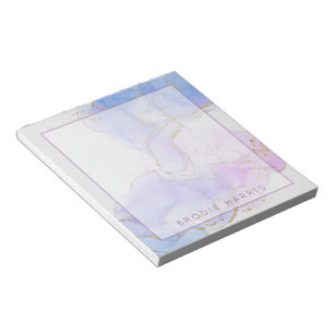 Pink, Purple and Blue Alcohol Ink Personalised Notepad