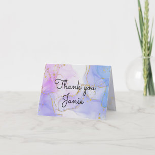 Pink, Purple and Blue Alcohol Ink Thank You Card