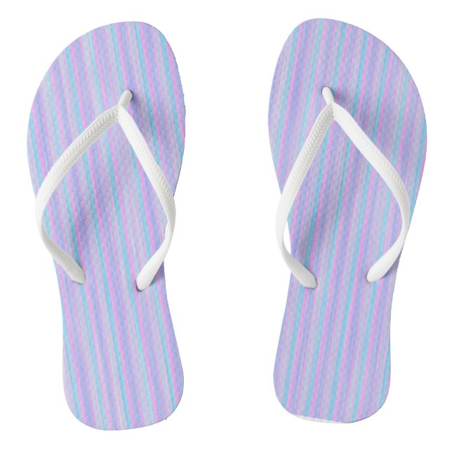 Pink Purple and blue stripes Thongs (Footbed)