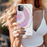 Pink Purple and Gold Marble Geode with Monogram iPhone 11 Pro Max Case<br><div class="desc">Protect your new phone with a modern trendy case featuring a beautiful marble geode pattern. The feminine colour scheme includes shades of pink, purple and lavender, gold and a hint of turquoise and blue in this unique design. A text template is included for personalising this case with your monogram initials...</div>