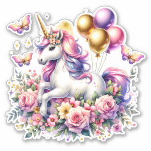Pink Purple and Gold Unicorn Birthday