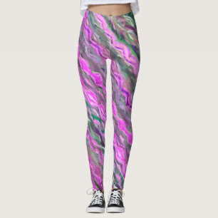 Pink, purple and green Pastel chalk abstract art Leggings