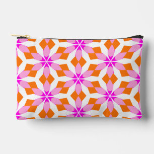 Pink Purple and Orange Floral Geometric Accessory Pouch