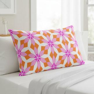 Pink Purple and Orange Floral Geometric Pillowcase