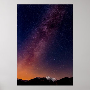 Pink, Purple And Orange Starry Night Sky Poster