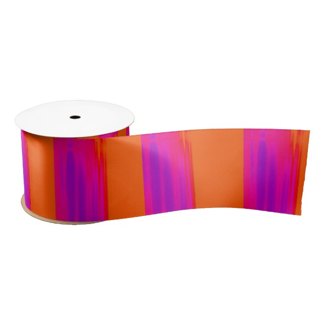 Pink, purple and orange striped satin ribbon (Spool)