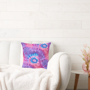 Pink Purple and Teal Spiral Psychedelic Tie Dye  Cushion