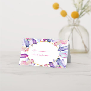 Pink Purple and Yellow Crystals Place Name Card