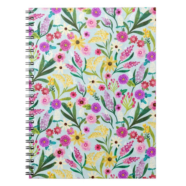 Pink Purple and Yellow Summer Wildflowers Notebook (Front)