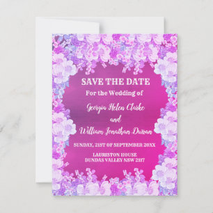 Pink Purple Anemone Floral Wedding Save The Date Invitation