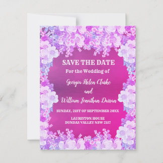 Pink Purple Anemone Floral Wedding  Save The Date Invitation