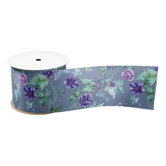 Pink Purple Anemones Spring Outdoor Bridal Shower  Satin Ribbon (Spool)