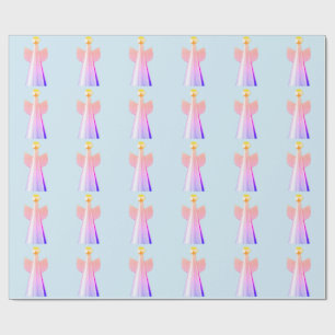 Pink Purple Angel Blue Wrapping Paper