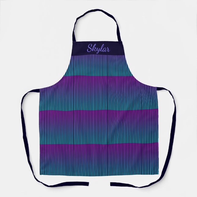 Pink, Purple, & Aqua Custom Name Apron (Front)
