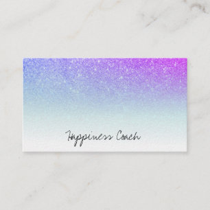 *~* PINK PURPLE AQUA White Ombre Gradient Glitter Business Card