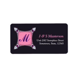 Pink+Purple Art Lace Monogram Address Label