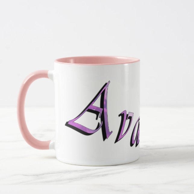 Pink Purple Ava Name Logo, Mug (Left)
