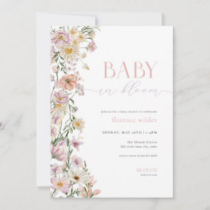 Pink & Purple Baby in Bloom Baby Shower Invitation
