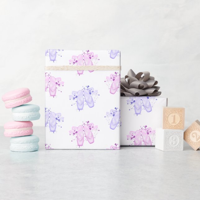 Pink & Purple Ballet Birthday Pointe Shoes Wrapping Paper (Baby Shower)