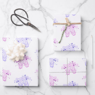 Pink & Purple Ballet Birthday Pointe Shoes Wrapping Paper Sheet