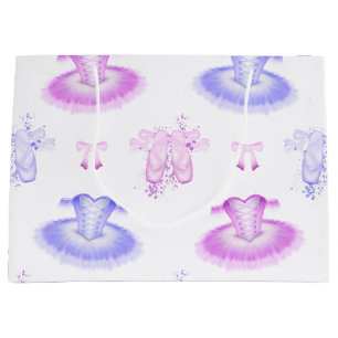 Pink & Purple Ballet Birthday Tutu & Pointe Shoes Large Gift Bag