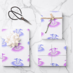 Pink & Purple Ballet Birthday Tutu Watercolour Wrapping Paper Sheet