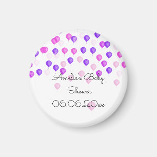 Pink Purple Balloon Baby Shower Magnet
