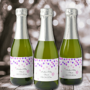 Pink Purple Balloon Baby Shower Sparkling Wine Label