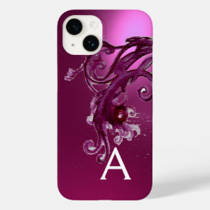 PINK PURPLE BERRIES AND FLORAL SWIRLS MONOGRAM  Case-Mate iPhone 14 CASE