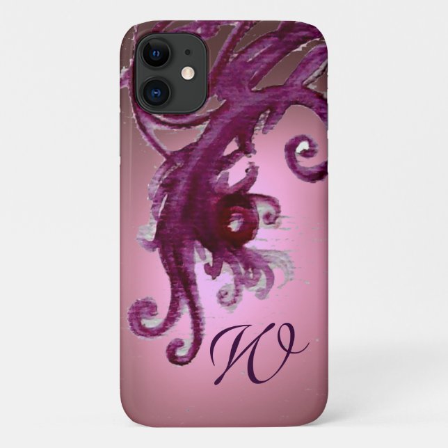 PINK PURPLE BERRIES AND FLORAL SWIRLS MONOGRAM  Case-Mate iPhone CASE (Back)