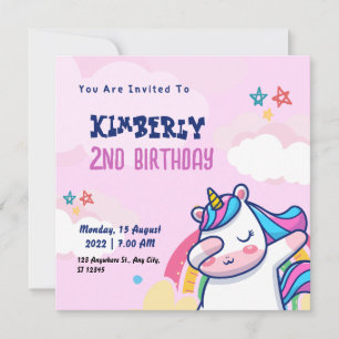 Pink Purple Birthday Invitation