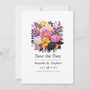 Pink, Purple, Black, and Gold Floral Wedding Save The Date