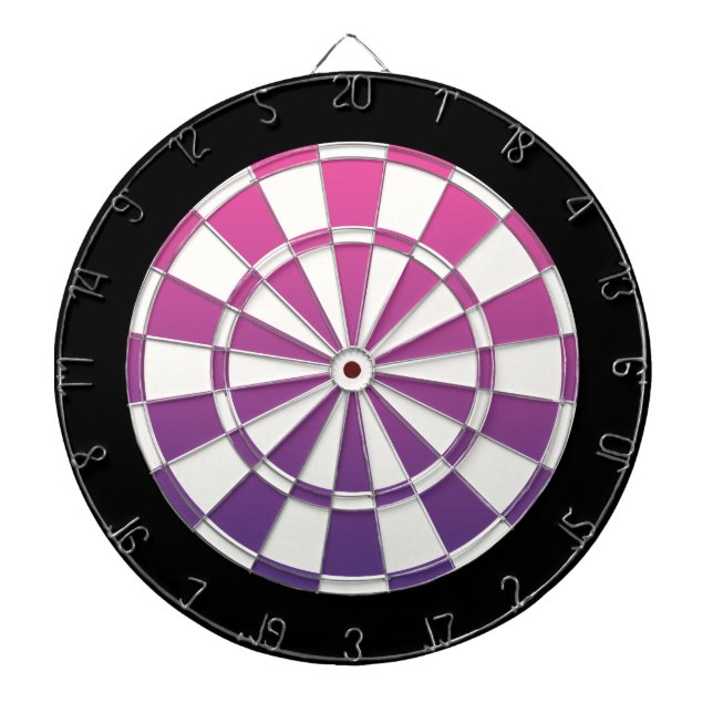 Pink Purple Black And White Dartboard (Front)