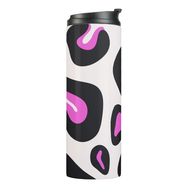 Pink Purple Black Leopard Animal Print Thermal Tumbler (Rotated Left)