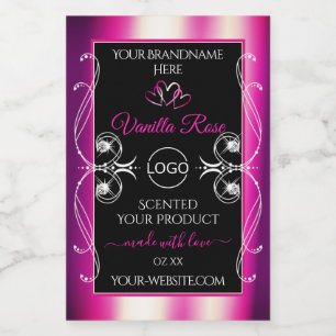 Pink Purple Black Product Labels Diamonds and Logo