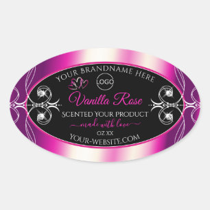 Pink Purple Black Product Labels Diamonds and Logo