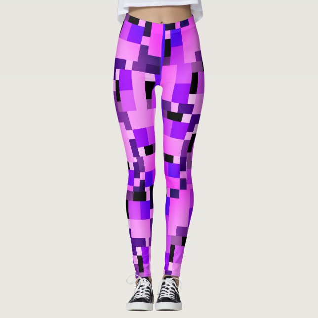 Pink purple blocks leggings (Front)