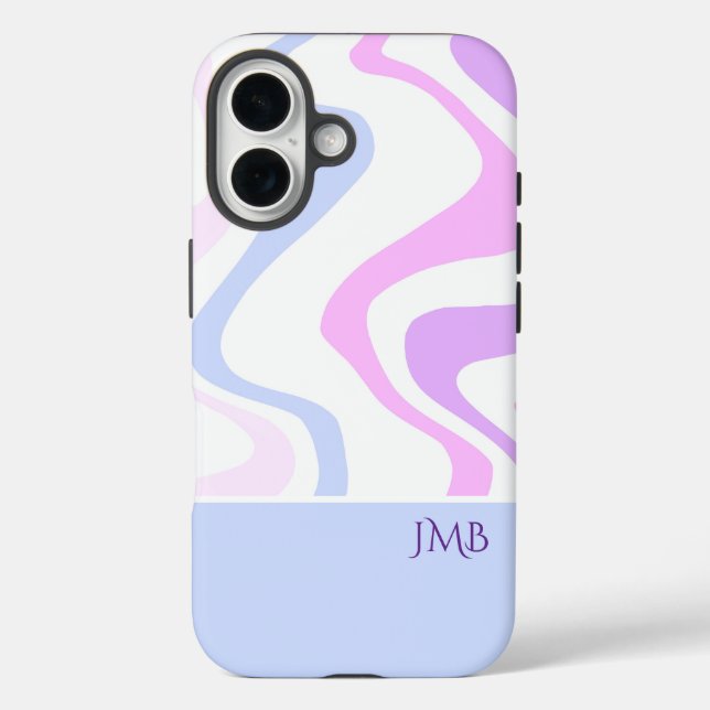 Pink Purple Blue Abstract Personalized Name Case-Mate iPhone Case (Back)