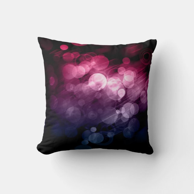 Pink, Purple & Blue Bokeh Designed Pillow 1 (Front)