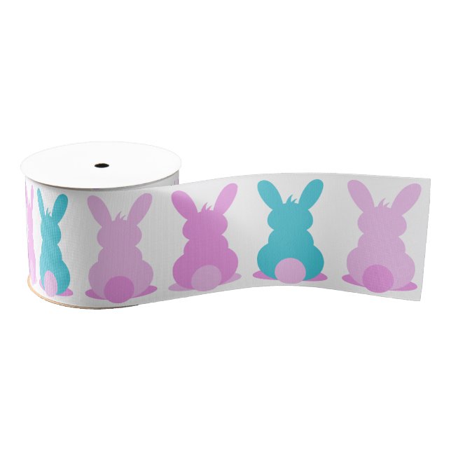 Pink, purple, blue bunny Grosgrain Ribbon (Spool)